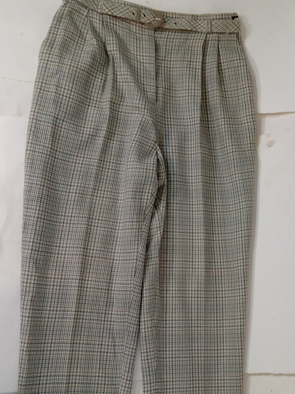 VTG Braemar Jeremy Scott Pure Wool Plaid Pants Fully Lined Sz 16 Beige Preppy